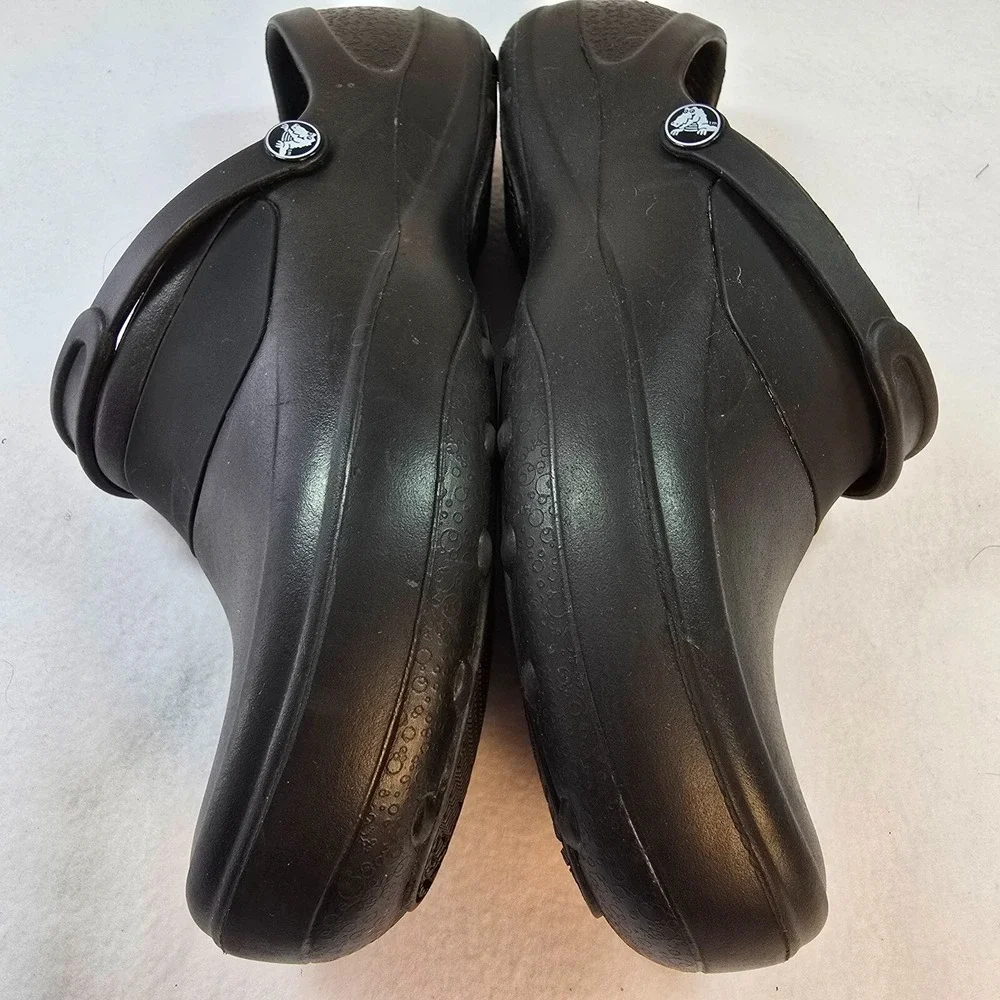 y2k Crocs Womens 11 Black Clogs Lock Slip Resistant‎ Work Food Service Kitchen